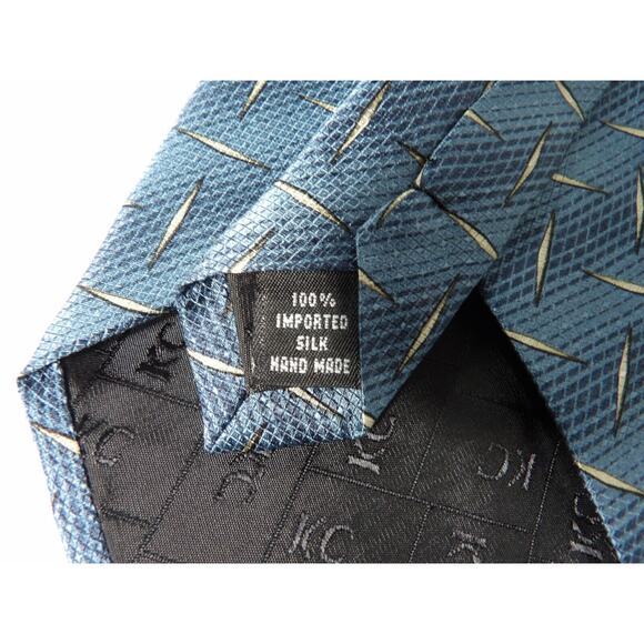 Kenneth Cole New York Mens Neck Tie Silk Blue Gray Geometric Diamonds - Picture 6 of 7